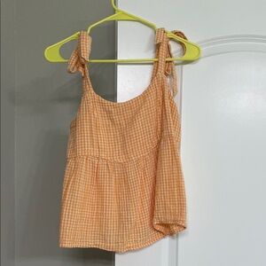 Old Navy Orange Gingham Tank Top